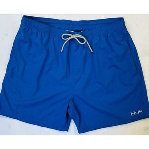 Huk Swim Shorts Blue Size XL Pursuit Volley 5.5" Lined  Elastic Waist